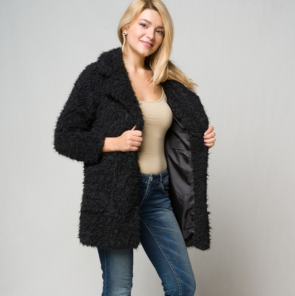 Black Teddy Coat - Picture 3 of 4